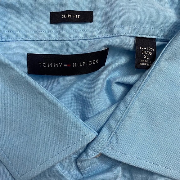 Tommy Hilfiger Slim Fit Bue Button Down Dress Shirt Extra Large XL - Picture 3 of 15